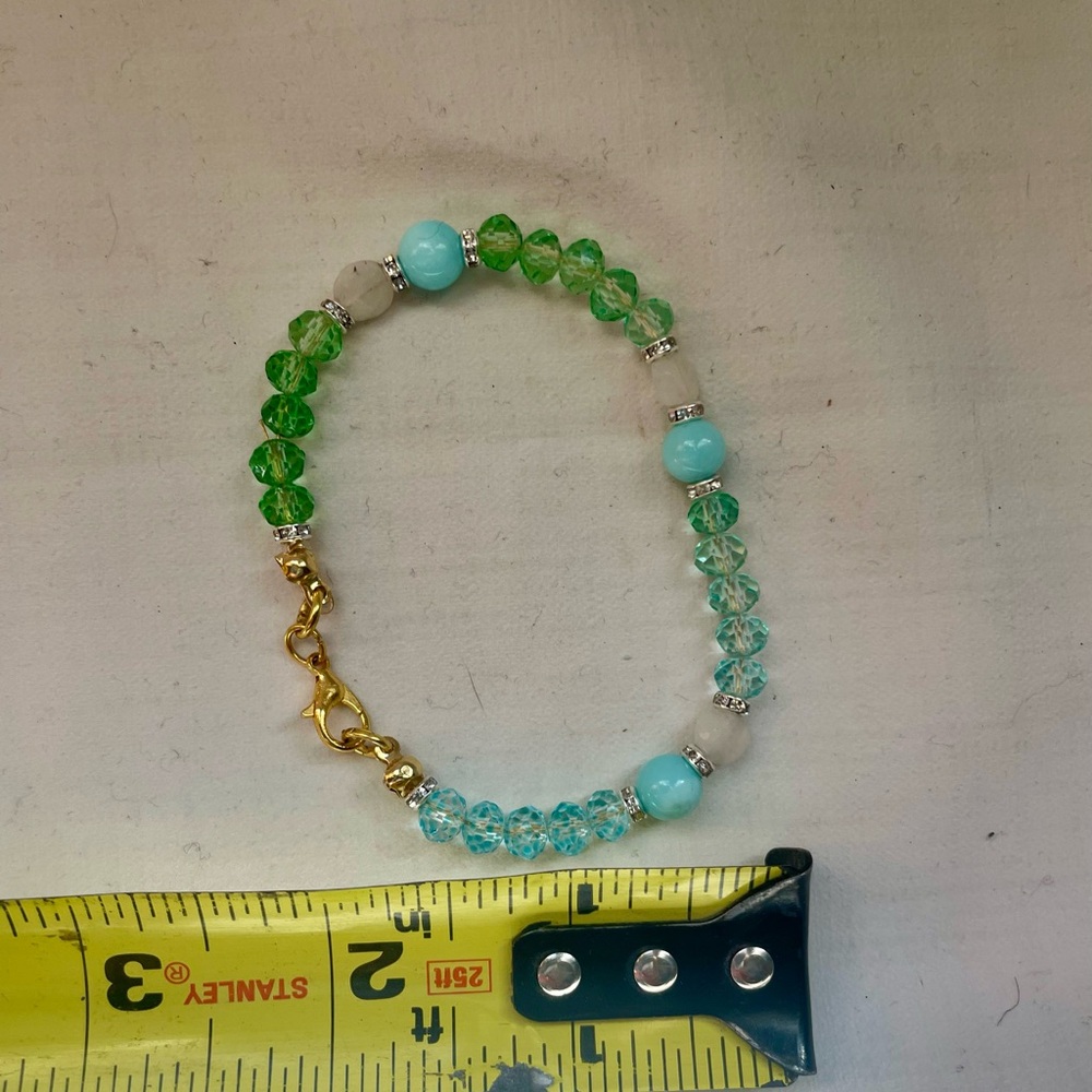 Elegant Green and Blue Beaded Bracelet